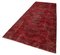 Red Anatolian  Wool Hand Knotted Overdyed Runner Rug 3