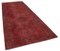 Red Anatolian  Low Pile Hand Knotted Overdyed Runner Rug 2