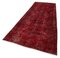 Red Oriental Wool Hand Knotted Overdyed Runner Rug, Image 3