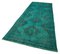 Turquoise Turquoise Traditional Handgemachter Überfärbter Teppich 3