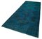 Turquoise Oriental Antique Hand Knotted Overdyed Runner Rug 3