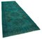 Turquoise Oriental Wool Hand Knotted Overdyed Runner Rug 2