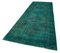 Turquoise Oriental Wool Hand Knotted Overdyed Runner Rug, Image 3