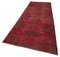Red Oriental Antique Hand Knotted Overdyed Runner Rug 3