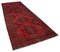 Red Oriental Low Pile Hand Knotted Overdyed Runner Rug 2