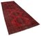 Red Oriental Low Pile Hand Knotted Overdyed Runner Rug, Image 2