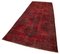 Red Oriental Low Pile Hand Knotted Overdyed Runner Rug, Image 3
