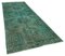 Vintage Turquoise Oriental Hand Knotted Overdyed Runner Rug, Image 2