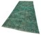 Vintage Turquoise Oriental Hand Knotted Overdyed Runner Rug 3