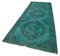 Turquoise Turkish Low Pile Handgemachter Überfärbter Läufer Teppich 3