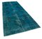 Turquoise Anatolian  Decorative Hand Knotted Overdyed Runner Rug 2