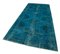 Turquoise Anatolian  Decorative Hand Knotted Overdyed Runner Rug 3