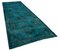 Turquoise Oriental Antique Hand Knotted Overdyed Runner Rug 2