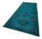 Turquoise Oriental Antique Hand Knotted Overdyed Runner Rug, Image 3