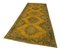 Yellow Oriental Low Pile Hand Knotted Overdyed Runner Rug 3