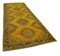 Yellow Oriental Low Pile Hand Knotted Overdyed Runner Rug, Image 2