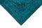 Turquoise Oriental Decorative Hand Knotted Overdyed Runner Rug 4