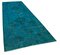 Turquoise Oriental Decorative Hand Knotted Overdyed Runner Rug 2