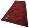 Red Oriental Traditional Hand Knotted Overdyed Runner Rug 3