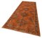 Orange Oriental Antique Hand Knotted Overdyed Runner Rug, Image 3