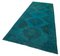 Alfombra de pasillo turquesa turquesa decorativa hecha a mano sobreteñida, Imagen 3