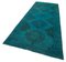 Turquoise Turkish Decorative Handmade Overdyed Runner Rug, Image 3