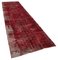 Red Anatolian  Antique Hand Knotted Overdyed Runner Rug 2