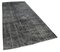 Grey Anatolian  Low Pile Hand Knotted Overdyed Runner Rug 2