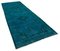 Turquoise Oriental Antique Hand Knotted Overdyed Runner Rug 2