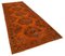 Orange Oriental Low Pile Hand Knotted Overdyed Runner Rug 2