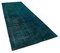 Turquoise Oriental Decorative Hand Knotted Overdyed Runner Rug 2