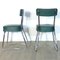 Industrial Steel Tube Chairs with Green Covers, 1950s, Set of 2 3