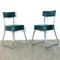 Industrial Steel Tube Chairs with Green Covers, 1950s, Set of 2 2