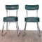 Industrial Steel Tube Chairs with Green Covers, 1950s, Set of 2 6
