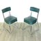 Industrial Steel Tube Chairs with Green Covers, 1950s, Set of 2 1