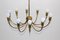 10-Armed Brass Hanging Lamp, 1950s, Image 2