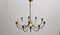 10-Armed Brass Hanging Lamp, 1950s, Image 1