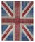 Turkish Hand Knotted Wool Vintage Flag Carpet 1