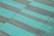Türkisfarbener anatolischer handgewebter Flatwave Kilim Teppich aus Wolle 5