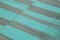 Turquoise Anatolian Handmade Wool Flatwave Kilim Carpet, Image 5