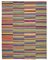 Mehrfarbiger Handgeknüpfter Flatwave Kelim Teppich aus Wolle 1