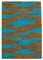 Blauer Orientalischer Flatwave Kilim Teppich aus handgewebter Wolle 1