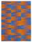 Orange Türkiser Handgeknüpfter Flatwave Kilim Teppich aus Wolle 1