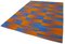 Orange Türkiser Handgeknüpfter Flatwave Kilim Teppich aus Wolle 3