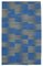 Blauer Handgeknüpfter Türkischer Flatwave Kilim Teppich aus Wolle 1