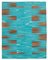 Türkisfarbener orientalischer handgewebter Flatwave Kilim Teppich aus Wolle 1