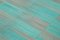 Türkisfarbener Anatolischer Flatwave Kilim Teppich aus handgewebter Wolle 5