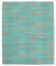 Turquoise Anatolian Hand Knotted Wool Flatwave Kilim Carpet 1