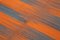 Orangener Anatolischer Handgewebter Flatwave Kilim Teppich aus Wolle 5