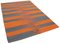 Orangener Anatolischer Handgewebter Flatwave Kilim Teppich aus Wolle 2